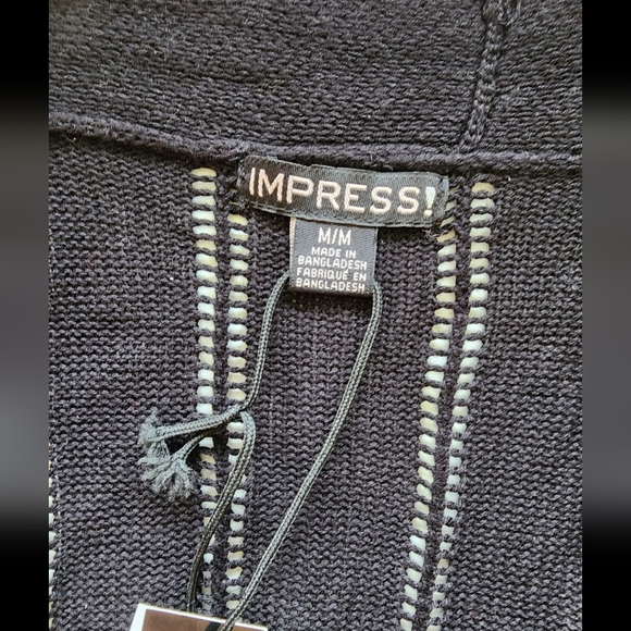 Cap Sleeve Pointelle Shrug Cardigan - Black - Picture 6 of 7